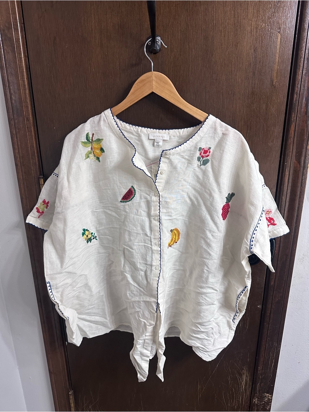 Anthropologie x Intropia Fruit Embroidered Top - Picture 2 of 6